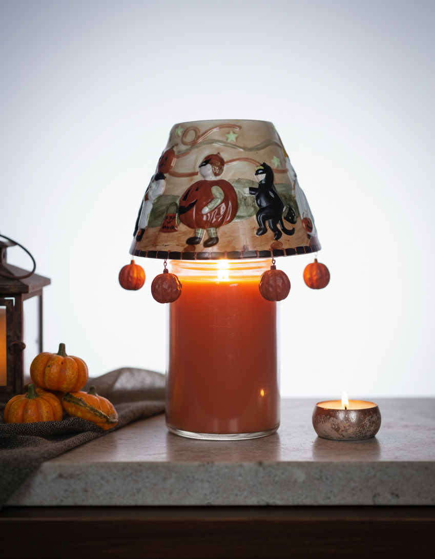 Halloween candle shade in atmospheric setting